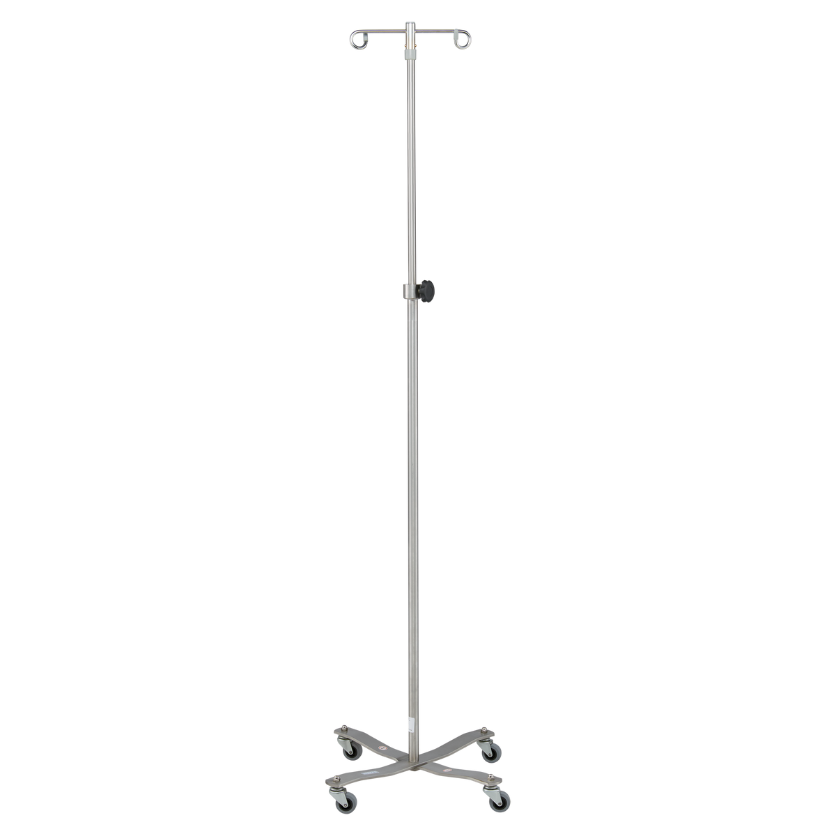 Blickman 1410SS Tru-Loc stainless steel IV stand, 4-leg base