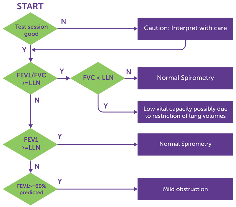 EasyOne Sky spirometry quality control grading and interpretation