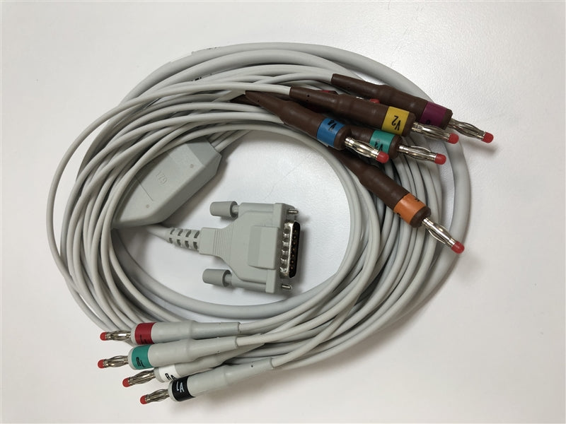 Schiller 10-Lead, 2 meter, Resting ECG/EKG Patient Cable with Banana Plugs, USA. Replaces 2.400071
