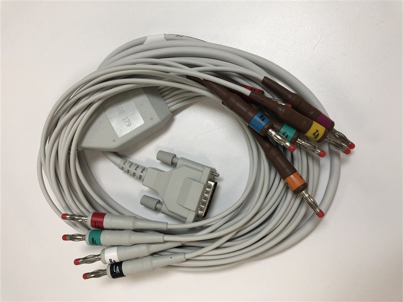 Schiller 10-Lead, 2 meter, Resting ECG/EKG Patient Cable with Banana Plugs, USA. Replaces 2.400071