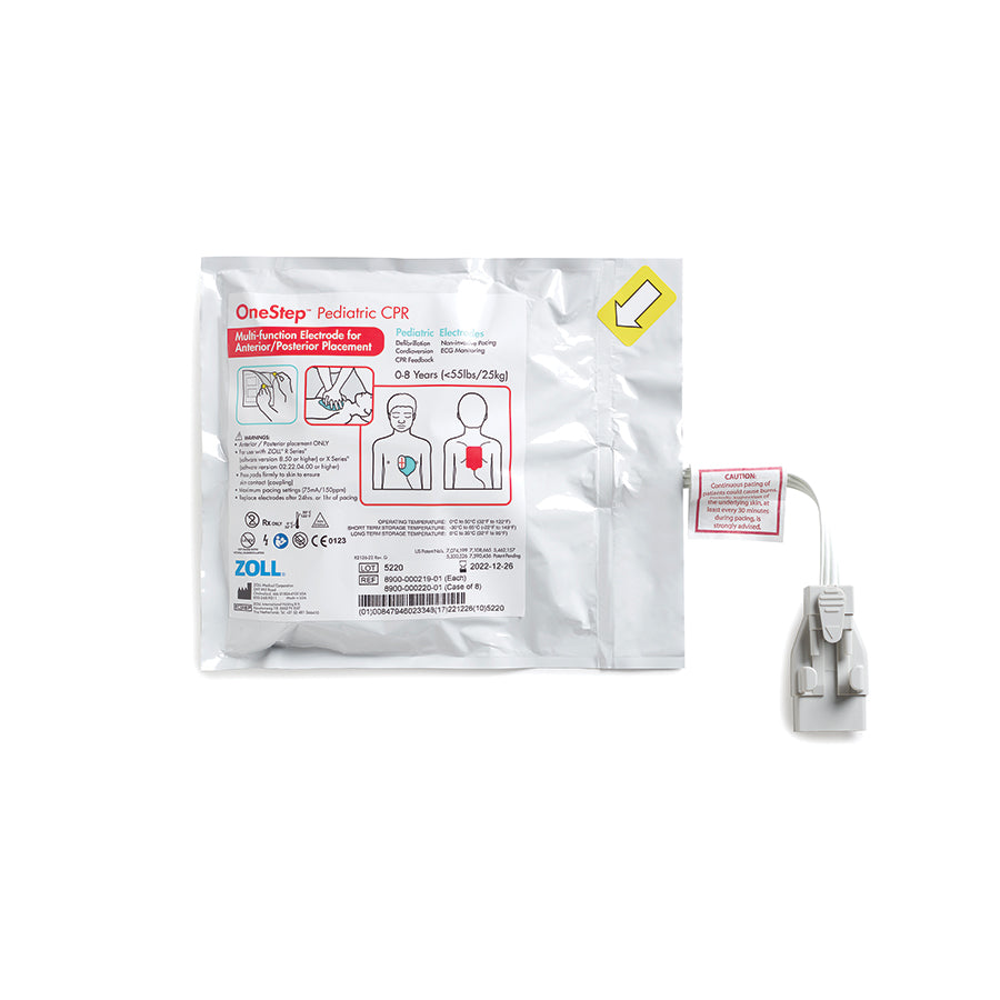 ZOLL OneStep Pediatric CPR Electrodes, 8/Case (8900-000220-01)