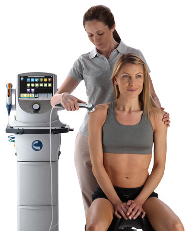 Clinician using Vectra Neo for shoulder therapy
