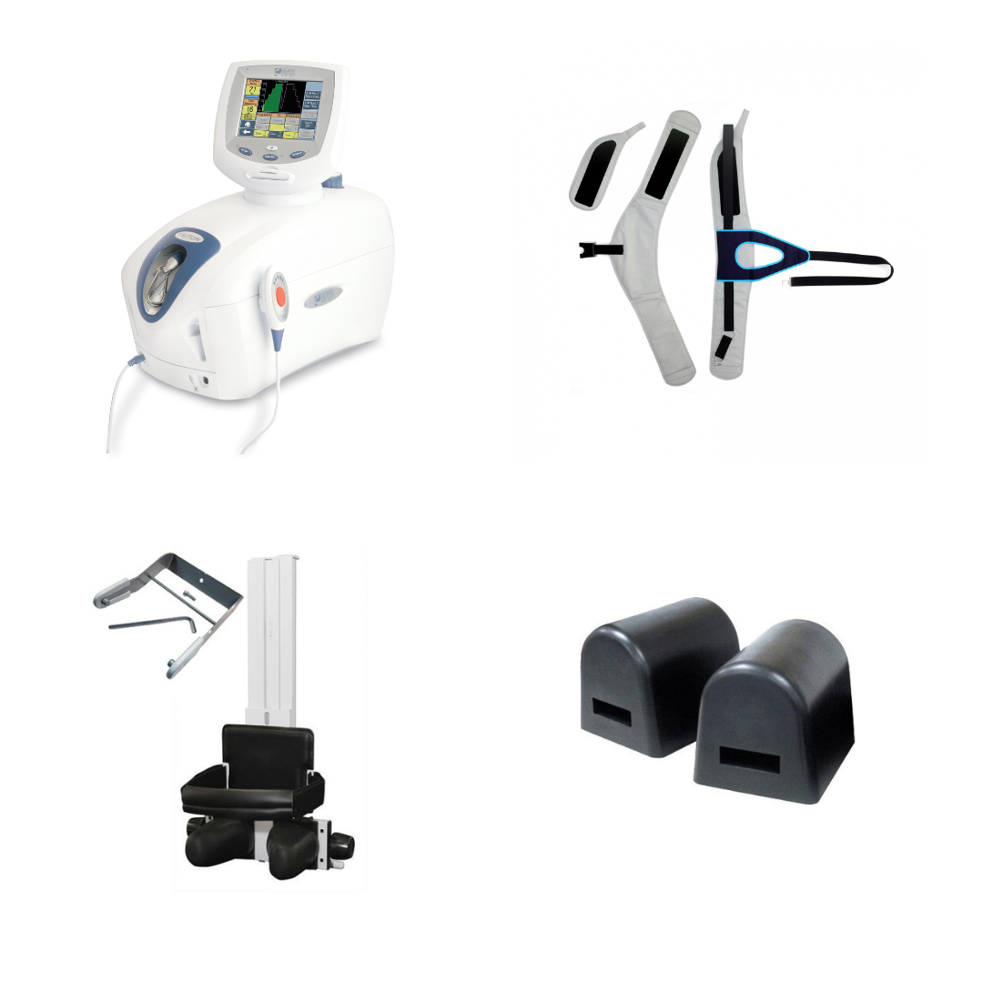 Chattanooga Triton DTS Advanced Accessory Package with traction unit, Saunders cervical device, QuikWrap belts and knee bolsters