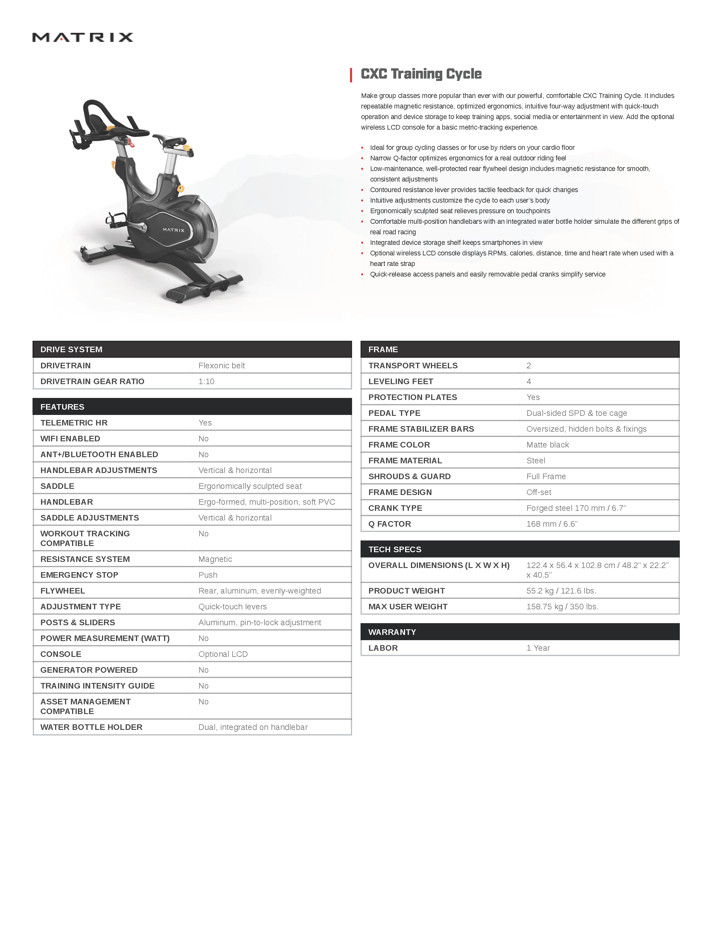 Matrix Fitness CXC Training Cycle (CXC)