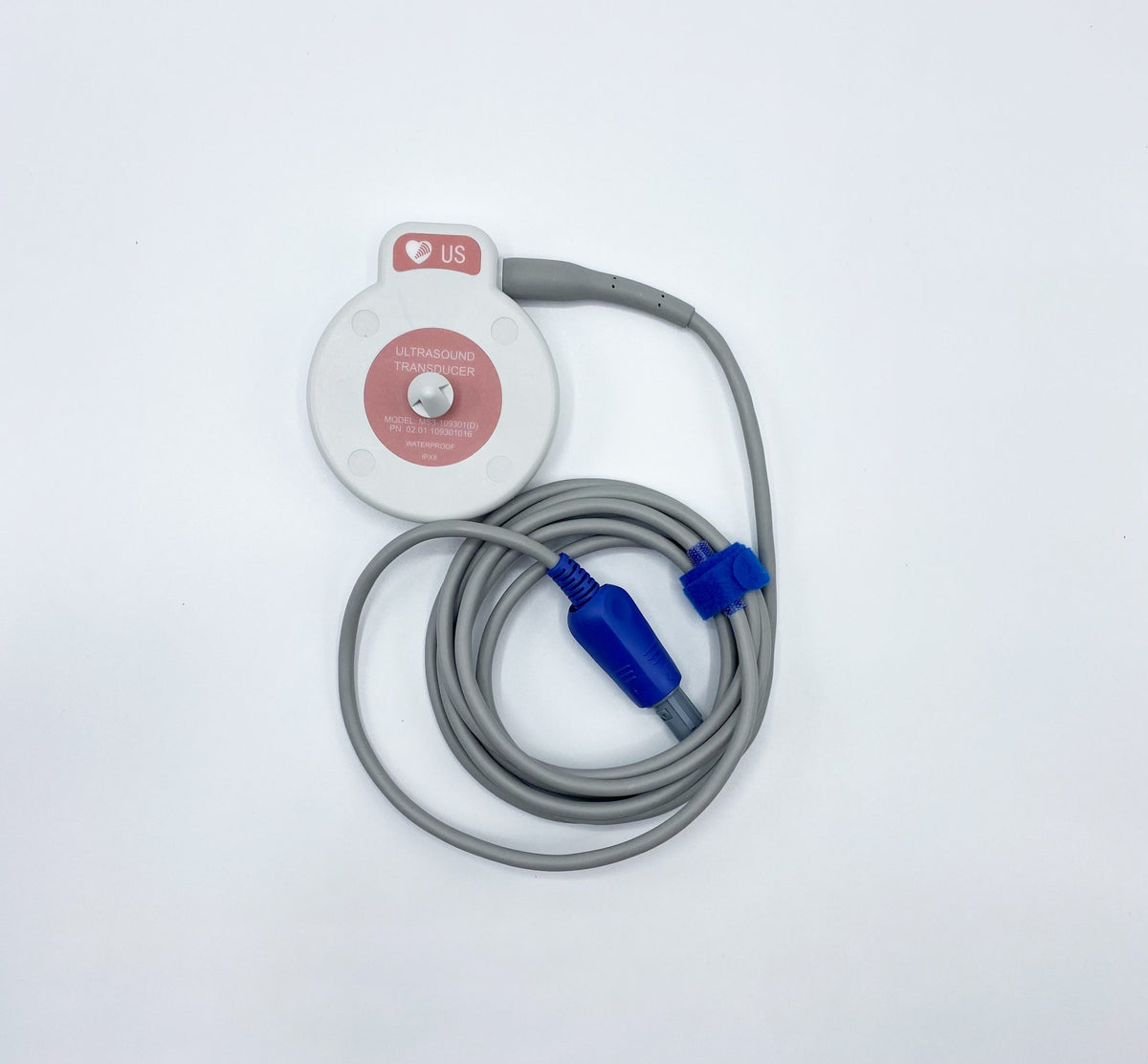 Edan FHR fetal heart rate transducer (official Edan photo; pink color-coded twin version)