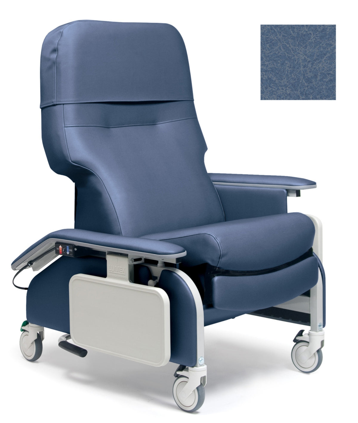 Lumex 566DG Deluxe Clinical Care Recliner with Drop Arms in Steel Blue