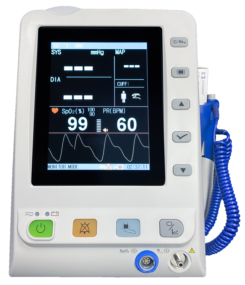 Edan M3 vital signs monitor with Covidien oral thermometer