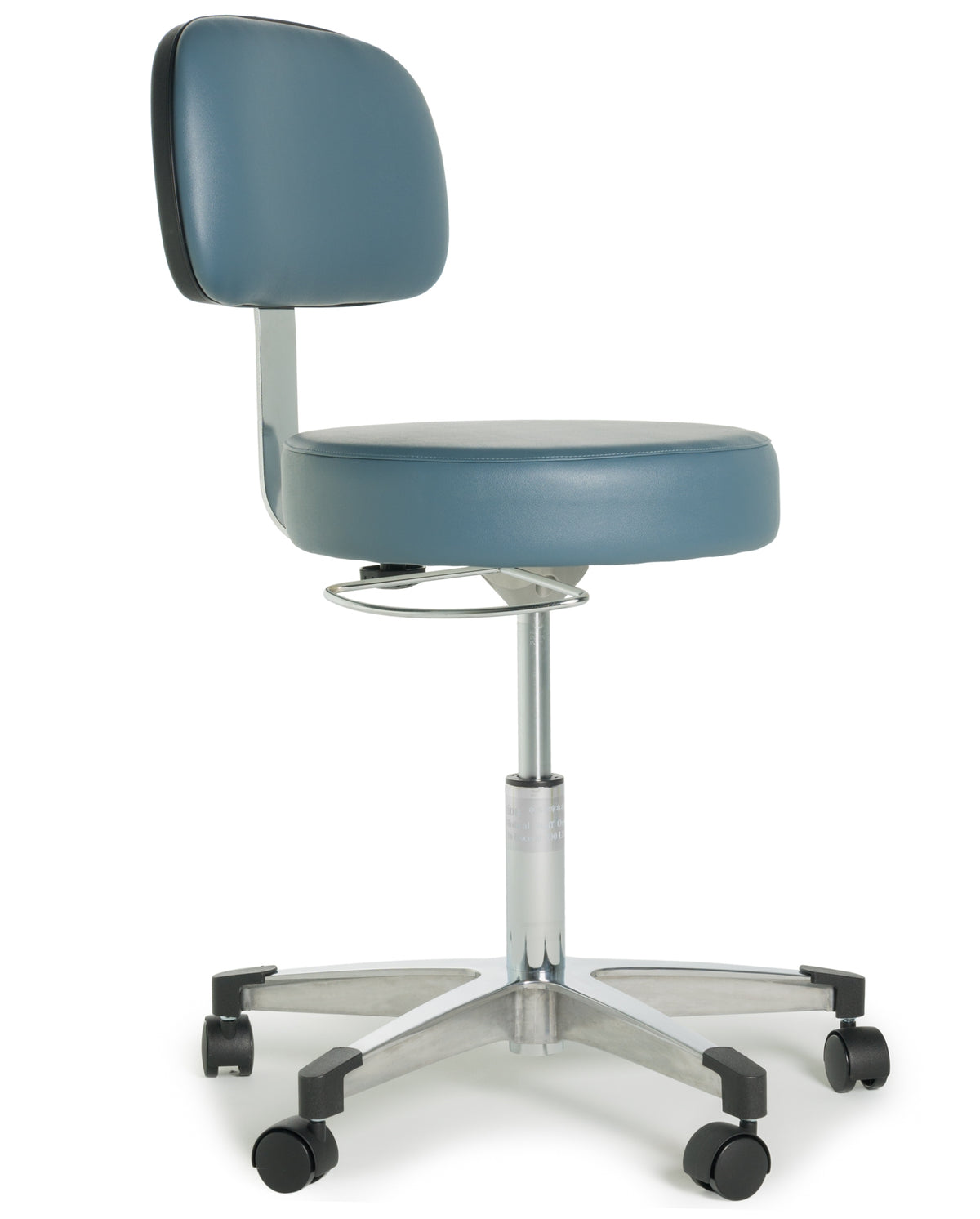 Lumex 9702-10BFR lab-height stool with backrest and foot ring