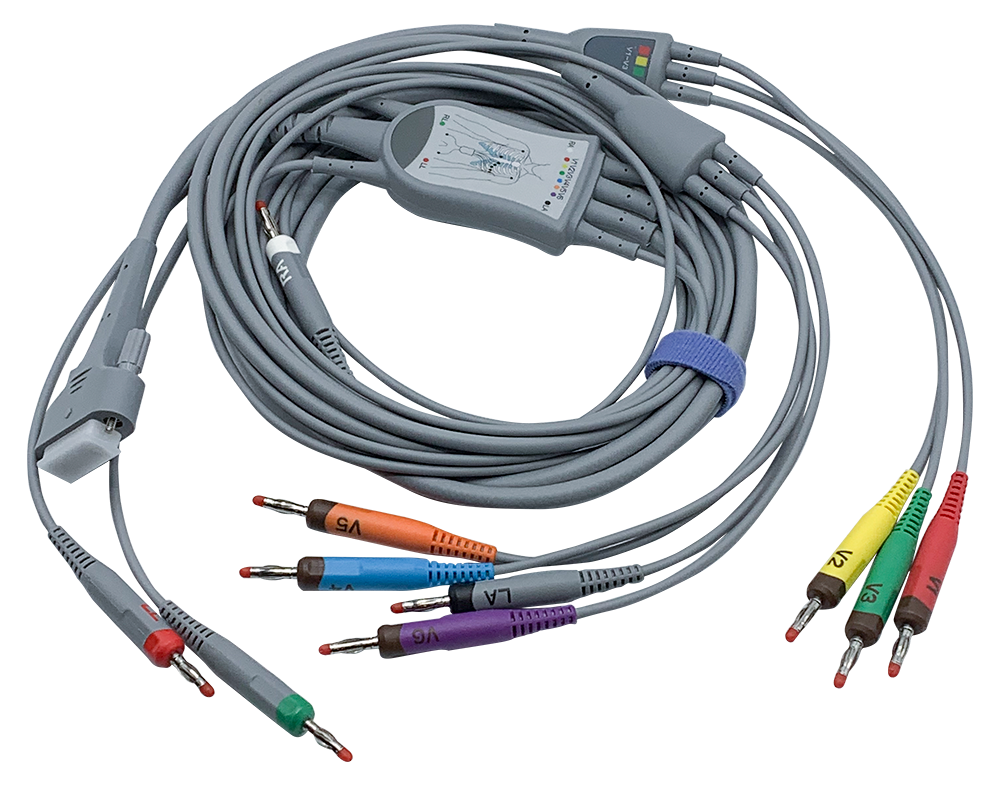 Edan 10-lead ECG cable, 4mm banana connector, AHA (representative Edan photo)