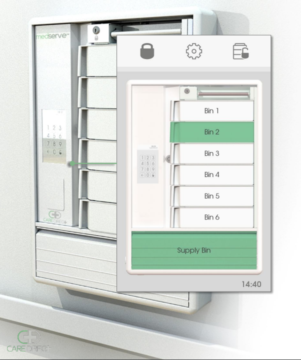 Caredirect Medserve Cabinet with RFID Badge Reader - Efficient and Secure Medication Management