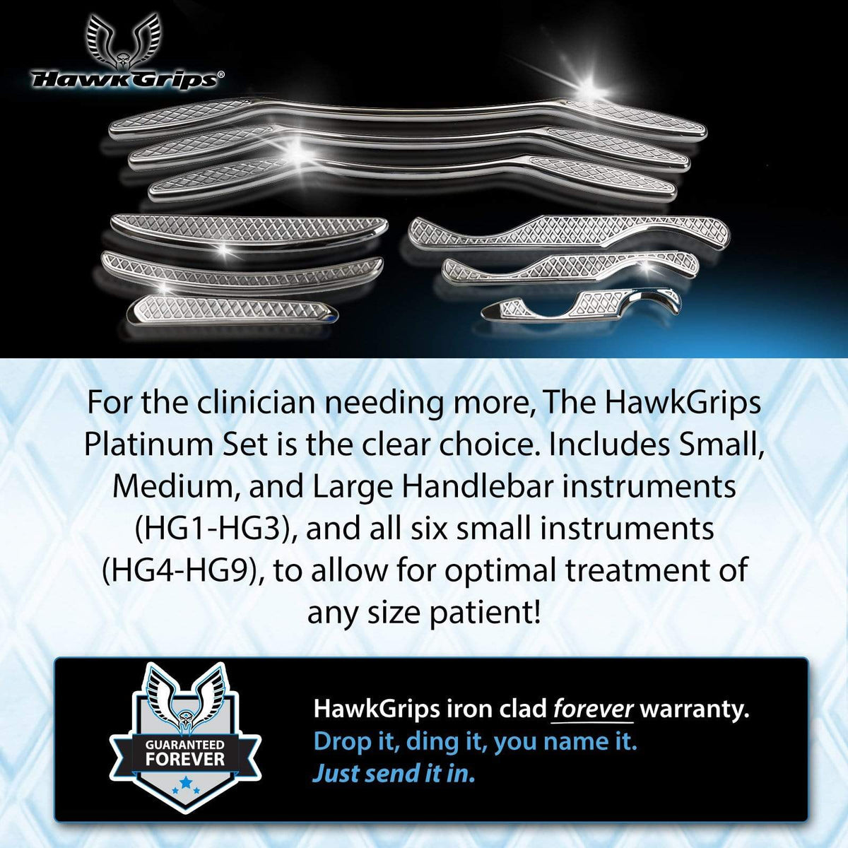 Hawkgrips Platinum Set: Complete Instrument Collection with Carrying Case, Emollient