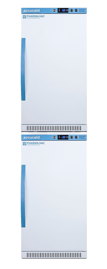 Accucold ARS32PVBIADA-AFZ2PVBIADASTACK solid door stacked refrigerator/freezer, front view
