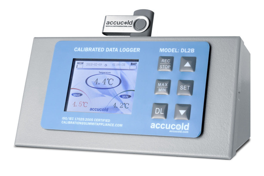 Accucold DL2BKIT data logger angled view