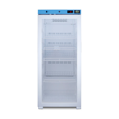 Accucold ACR1012G glass door upright medical refrigerator, front view