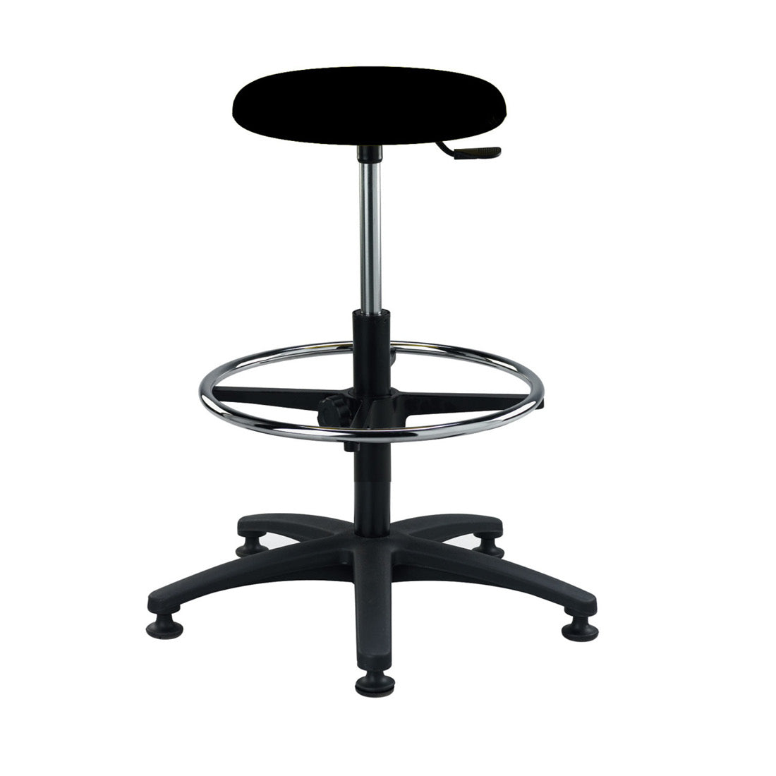 Brewer PR-3 polyurethane round stool, high height with foot ring