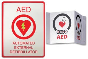 AED Plus Wall Sign, Flat, 8 ½ x 11"