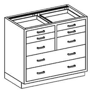 Base Cabinet 35W x 35 3/4"H x 22"D 1/8-1/2 Drawers 35" Over