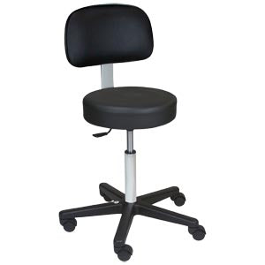 Economy Pneumatic Exam Stool, Black, Leg, Black Composite Base, Backrest