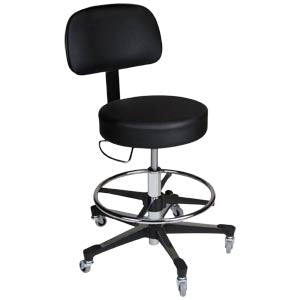 Deluxe Pneumatic Exam Stool, Height Adjustable Black Leg Aluminum Base