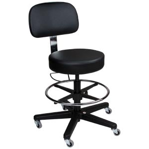 Deluxe Pneumatic Exam Stool, Black, Leg, Black Composite Base