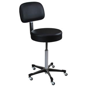 Exam Stool 1113, Black, Leg, Black Composite Base, Backrest
