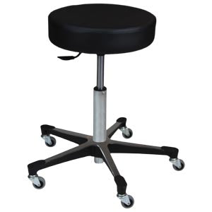 Pneumatic Exam Stool, Black, Leg, Aluminum Base