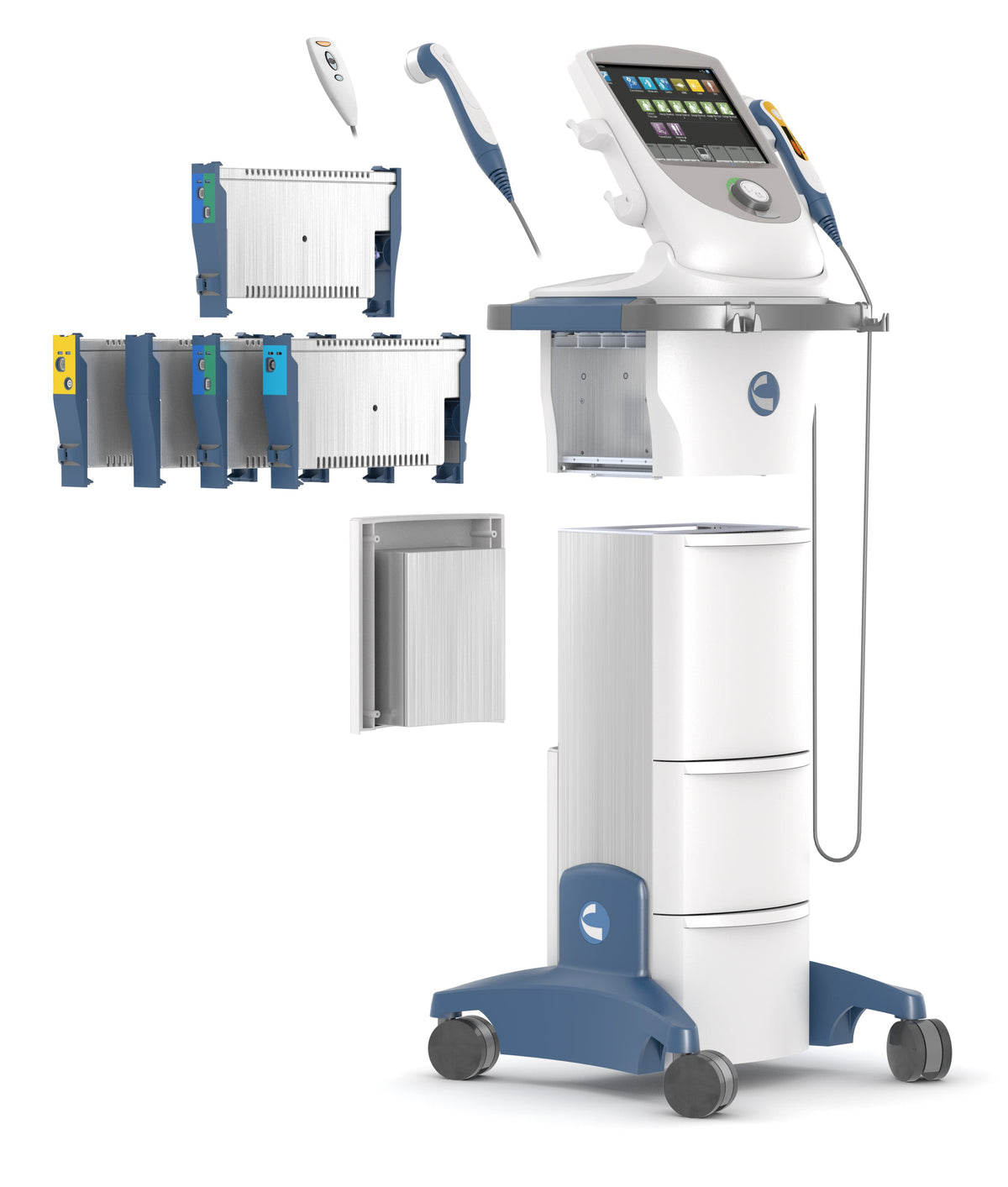 Vectra Neo exploded view showing plug-and-play therapy modules