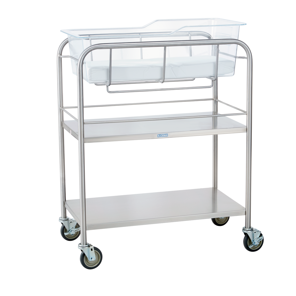 Blickman 8044SS-KIT stainless bassinet with open shelves, basket and mattress pad