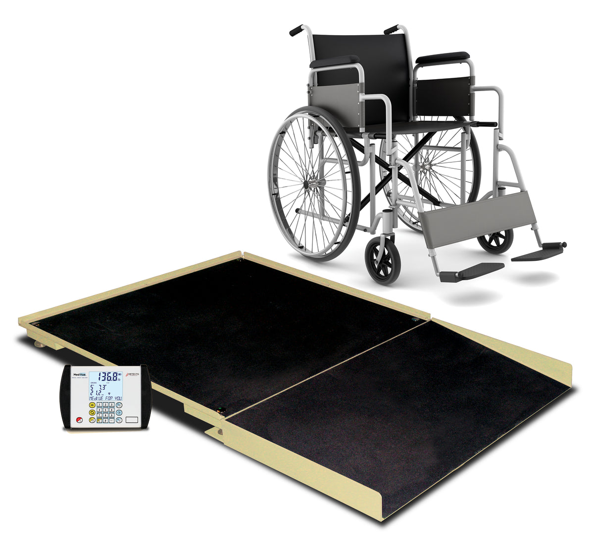 Detecto FHD Healthcare Floor Scale with Ramp & MV1 Indicator - view 3