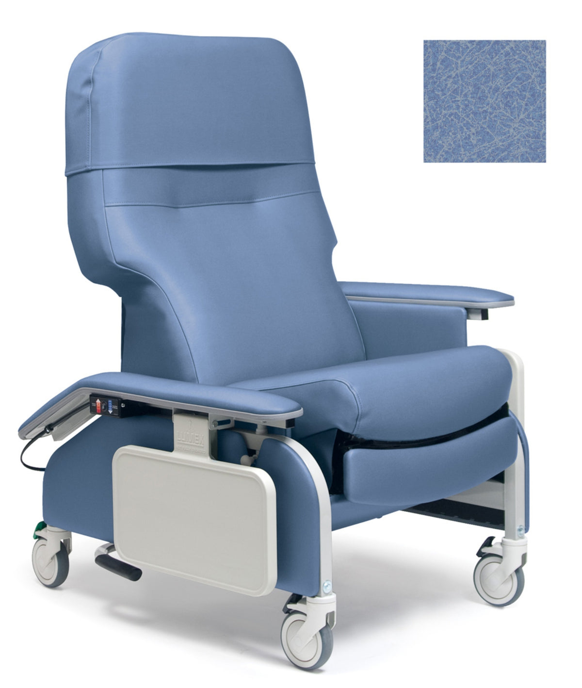 Lumex 566DG Deluxe Clinical Care Recliner with Drop Arms in Ice Blue