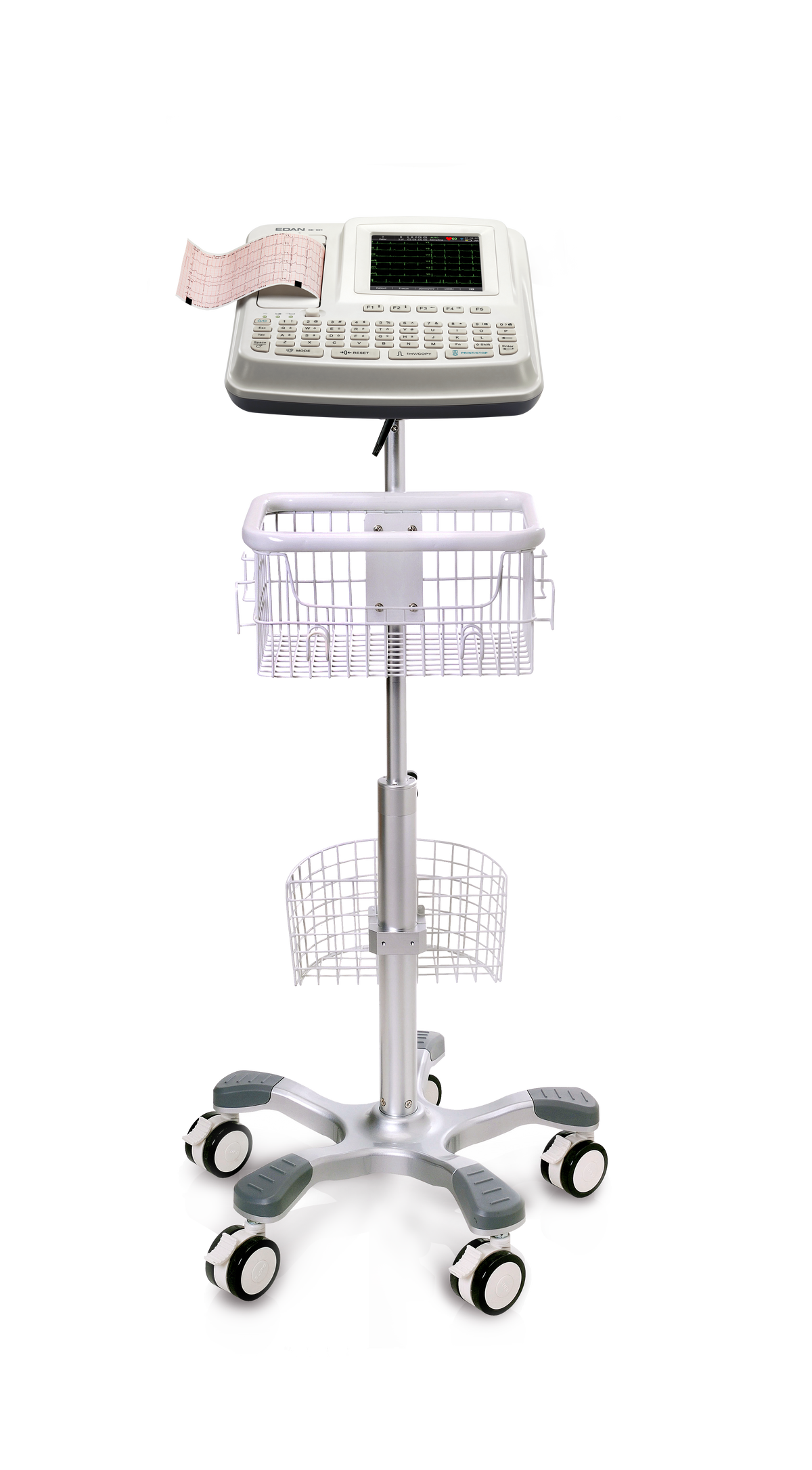 Edan MT-207 center pole rolling stand with basket and locking casters