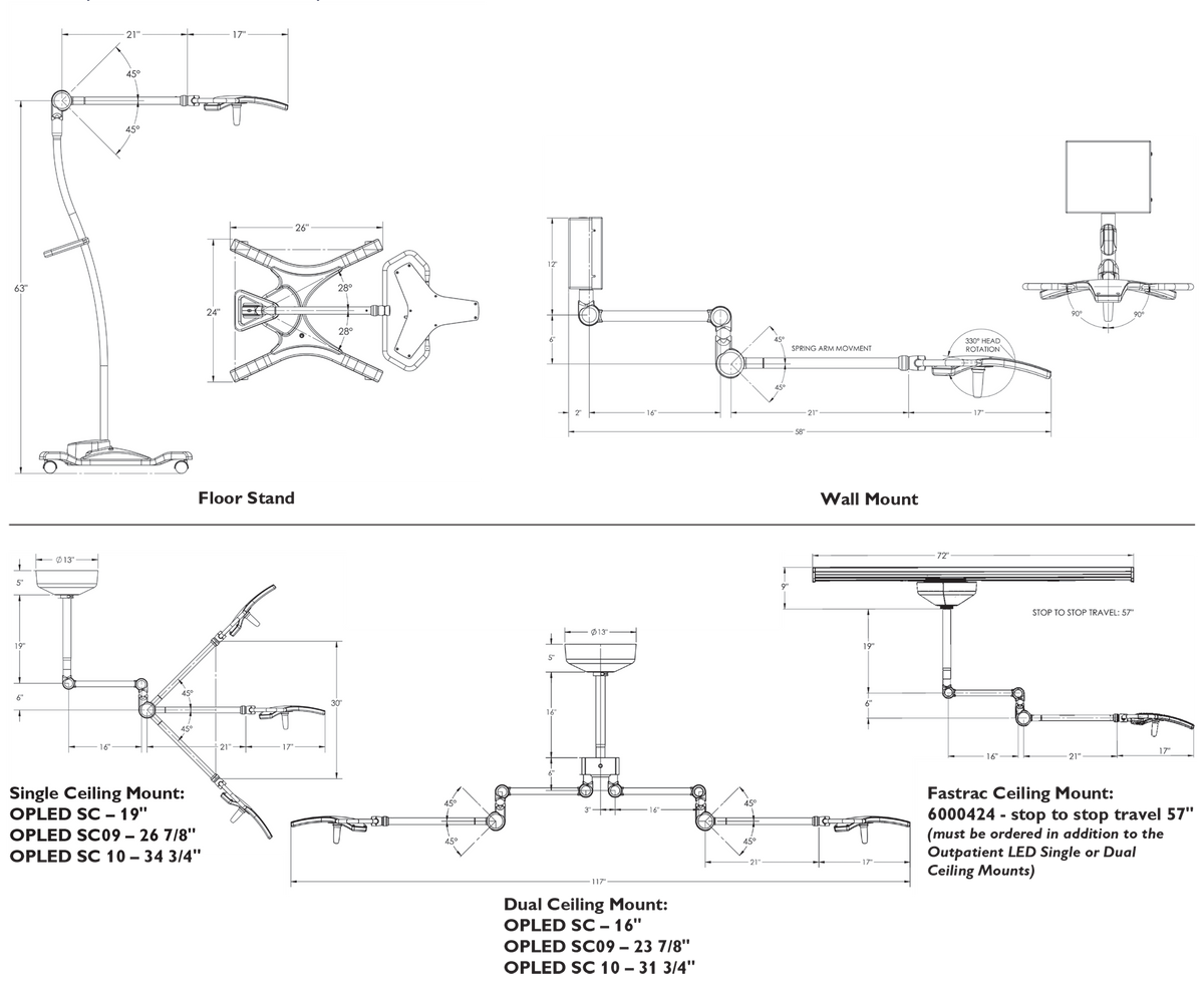 Outpatient LED dimension drawings