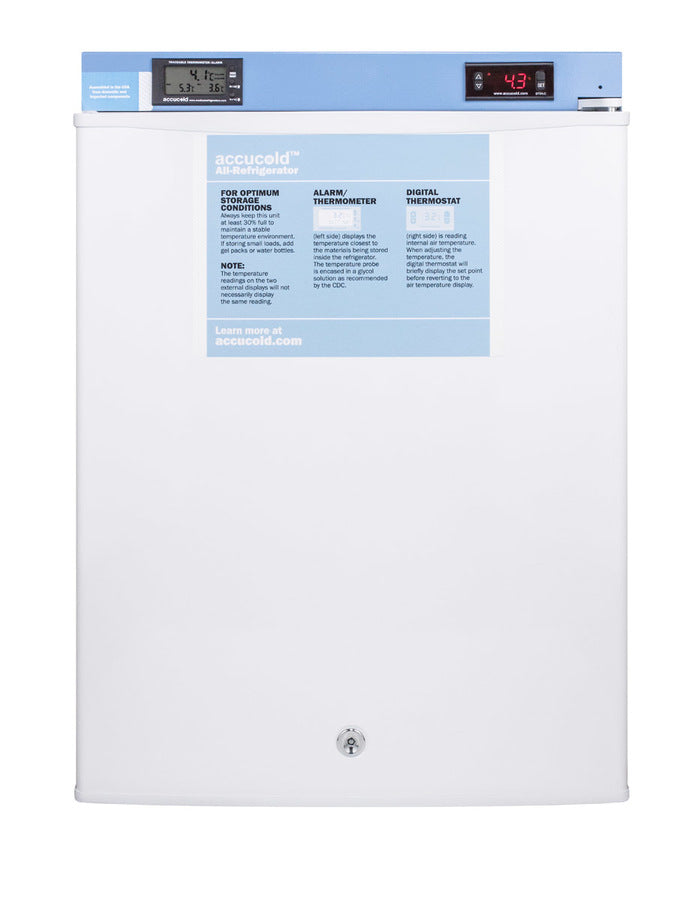 Accucold FF28LWHMED2 compact medical refrigerator, front