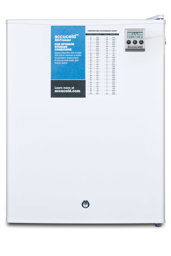 Accucold FS30LMED compact freezer with alarm