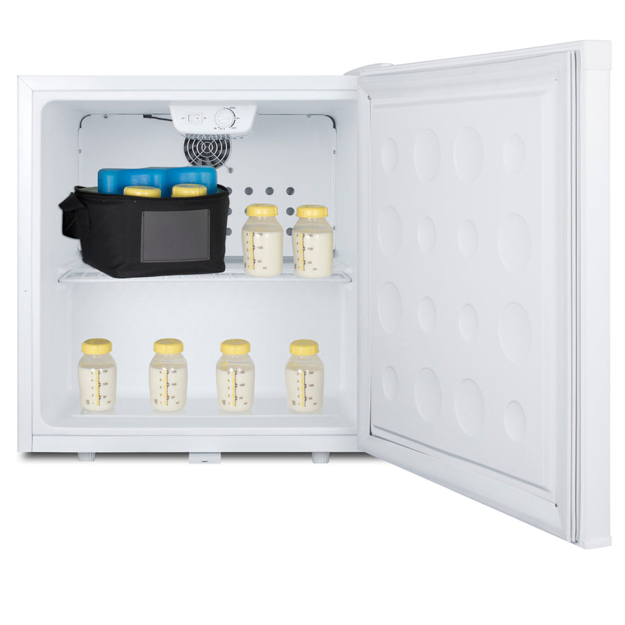 Accucold MC2 stocked with milk bottles