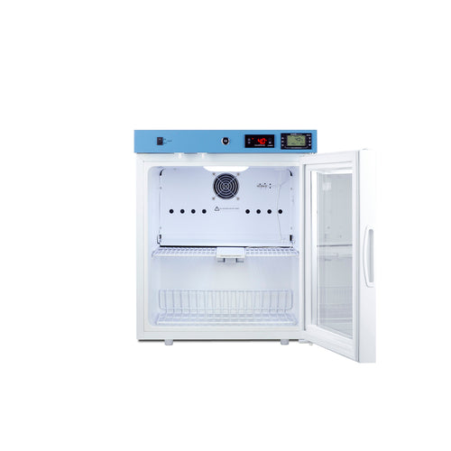Accucold ACR22G glass door refrigerator, door open