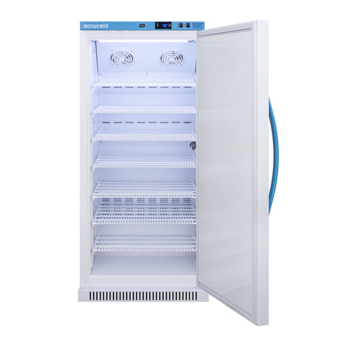 Accucold ARS8ML with door open showing wire shelves