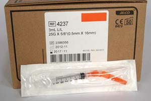 Needle, Safety, Hypodermic, 22G x 1½ 3ml Luer Lock Syringe Hub Color Black 50/bx 8 bx/cs