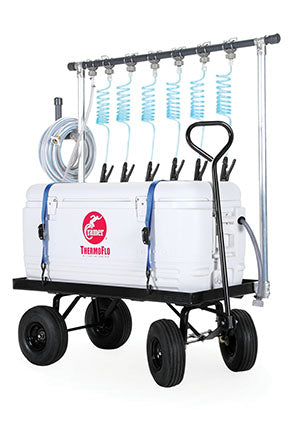 ThermoFlo Max Hydration Unit, Insulated Cooler w/ 30-Gallon (120 Qt) Ice Capacity, 6 Drinking Stations