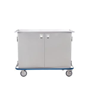 Maxi Case Cart 52W x 40 1/2"H x 29"D Heavy Duty Stainless Steel Wire Rollout Shelf Glass Doors No Center Stile
