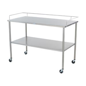 Howard Instrument Table 30W x 34"H x 26"D On 3" Casters Brake 3 Sided Guardrail