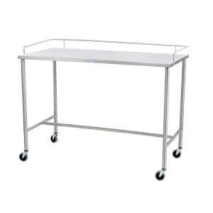Sawyer Instrument Table 30W x 34"H x 26"D On 3" Casters Brake 3 Sided Guardrail