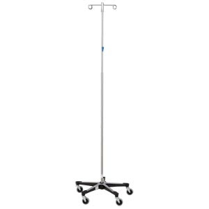 IV Stand, 2 Hook w/Thumb Operated Slide Lock w/5 Leg Base