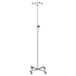 IV Stand, 4 Hook, Tru Loc Mechanism, 4 Leg, Flat Band Stainless Steel Base