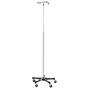 IV Stand, 4 Hook, 5 Leg Base On Casters