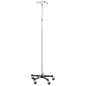 IV Stand, 4 Hook w/Thumb Operated Slide Lock w/5 Leg Base