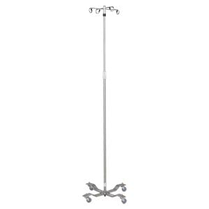 IV Stand, 4 Hook, Twist Lock, 4 Leg, 21 1/4 Diameter Stainless Steel Low Center of Gravity Welded Base