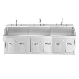 Lodi Scrub Sink, Place, Wall Mounted, Knee Action Control, Soap Dispenser, Infrared Water Control