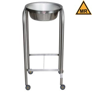 Baker Single Basin Solution Stand, 33H Stainless Steel w/Basin H-Brace MRI Safe