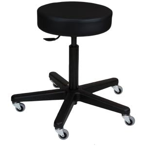 Pneumatic Exam Stool, Black, Leg, Black Composite Base